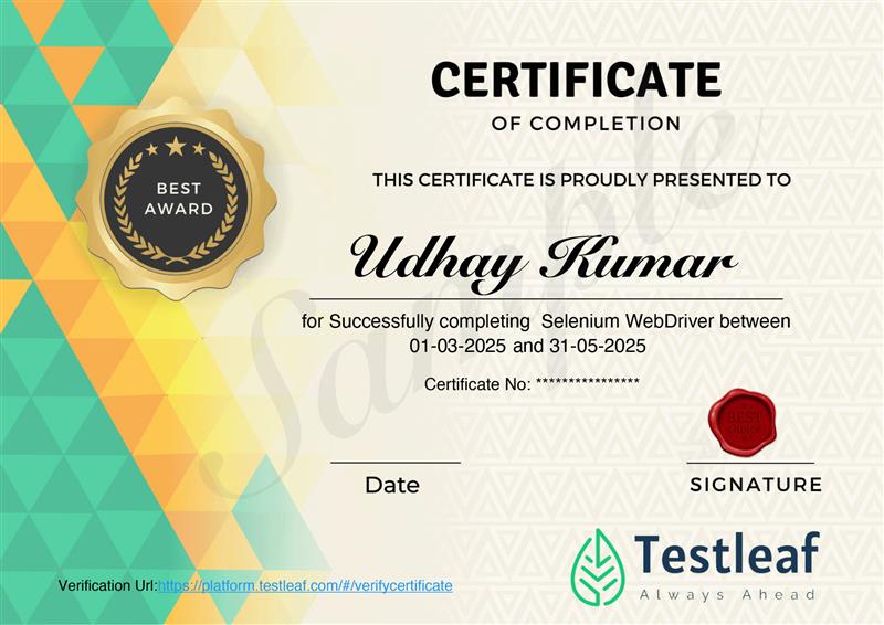 Selenium Automation Certificate